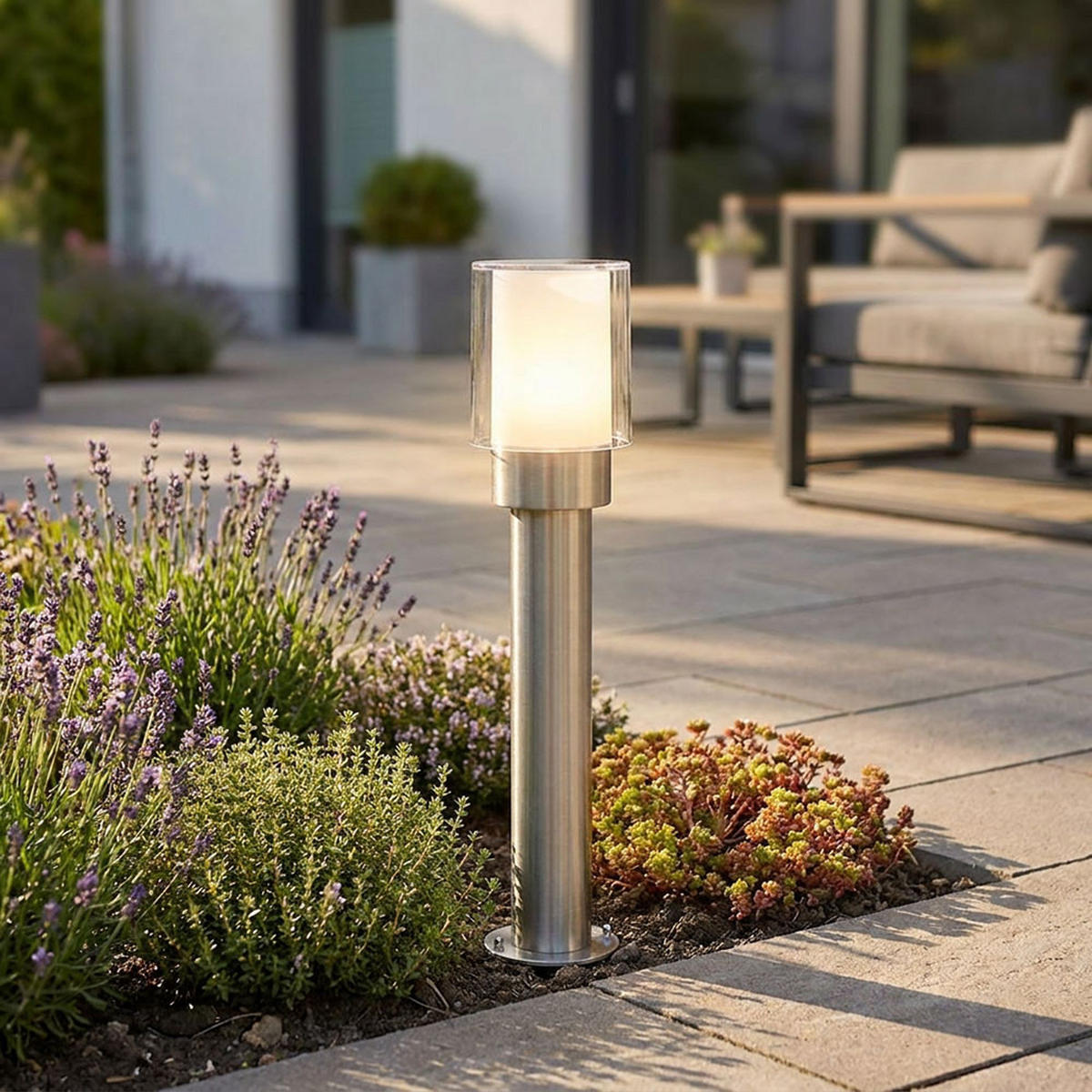 LED STEHLEUCHTE Edelstahl Silber Weiß - Silberfarben, Metall (12/12/50cm) - Wofi