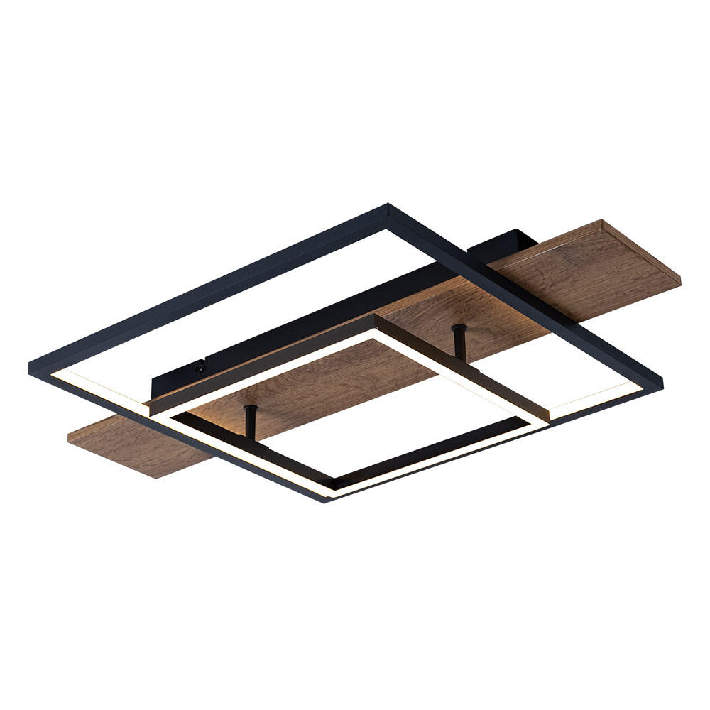 LED DECKENLEUCHTE Metall Braun - Braun, Metall (60/40/10cm) - Globo Lighting