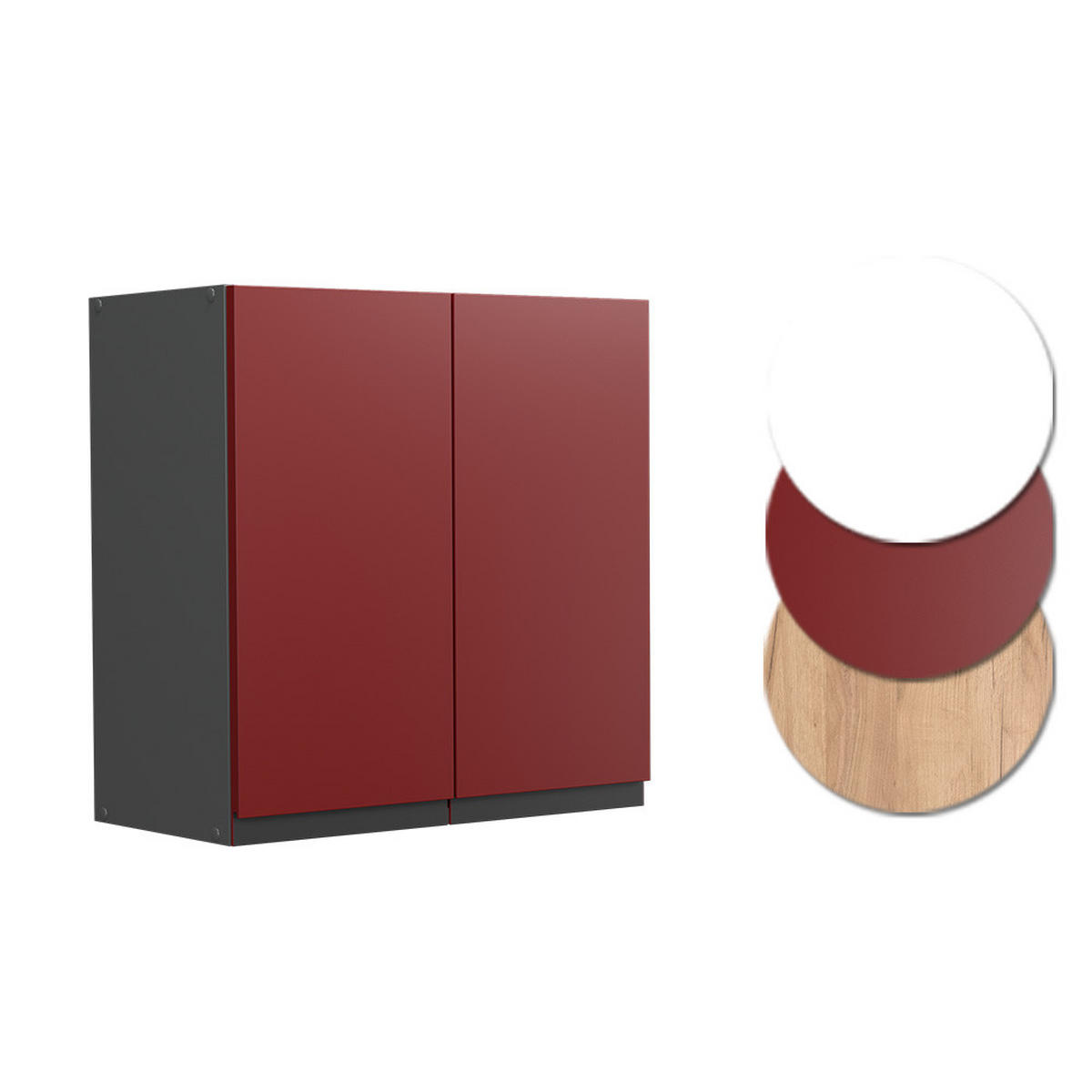 HÄNGESCHRANK R-Line Rot 60 cm J-Shape - Anthrazit/Rot, Holzwerkstoff (60/60/31cm) - Vicco