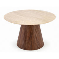 ESSTISCH Pireus Travertin / Nussbaum 120 / 120 / 76cm - Nussbaumfarben/Weiß, Holz/Holzwerkstoff (120/120/76cm) - Feldmann-Wohnen
