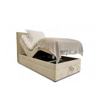 BOXBETT Sorrento - Elektrische Bett mit Matratze + Tooper, Kopfteil und Bettkasten - Stoffbezug Veloursstoff - 100x200 cm - Beige - Beige, Holzwerkstoff/Kunststoff (100/200cm) - Trada