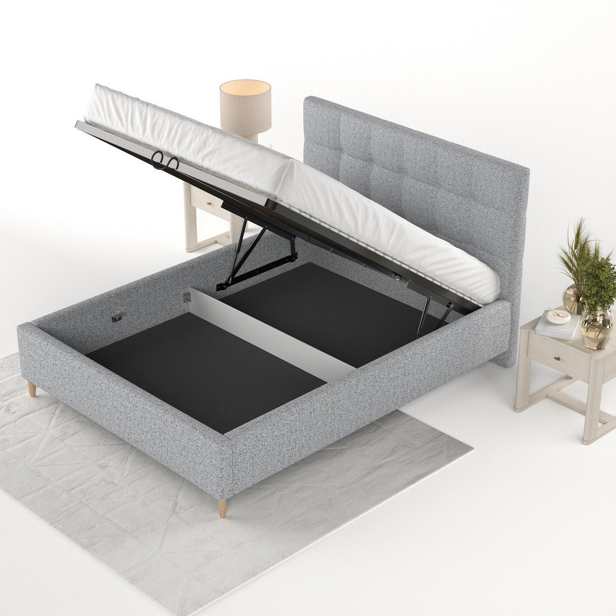 POLSTERBETT Cora 160/200 cm Grau im Riva Stoff - Naturfarben/Grau, Holz/Holzwerkstoff (160/200cm) - AltaBeds