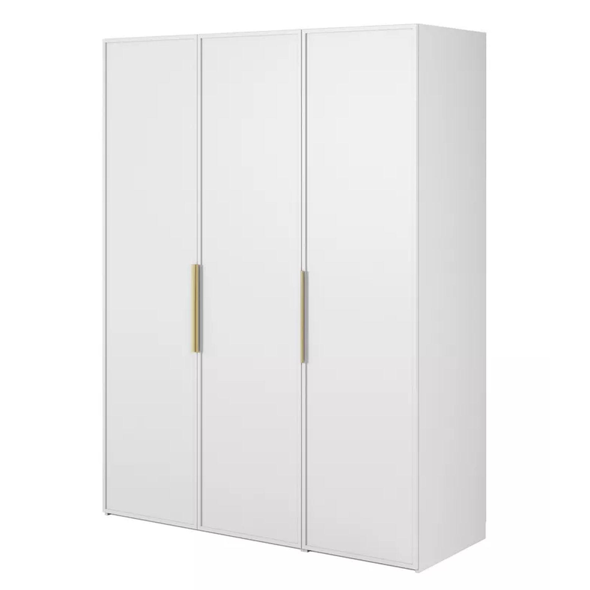 KLEIDERSCHRANK Frame Weiß 150 cm - Goldfarben/Weiß, Holzwerkstoff/Metall (150/200.5/57cm) - Selsey