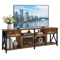 TV-LOWBOARD Braun Schwarz Industrial mit Stauraum 180 cm - Braun, Holzwerkstoff/Textil (180/60/40cm) - Relaxdays