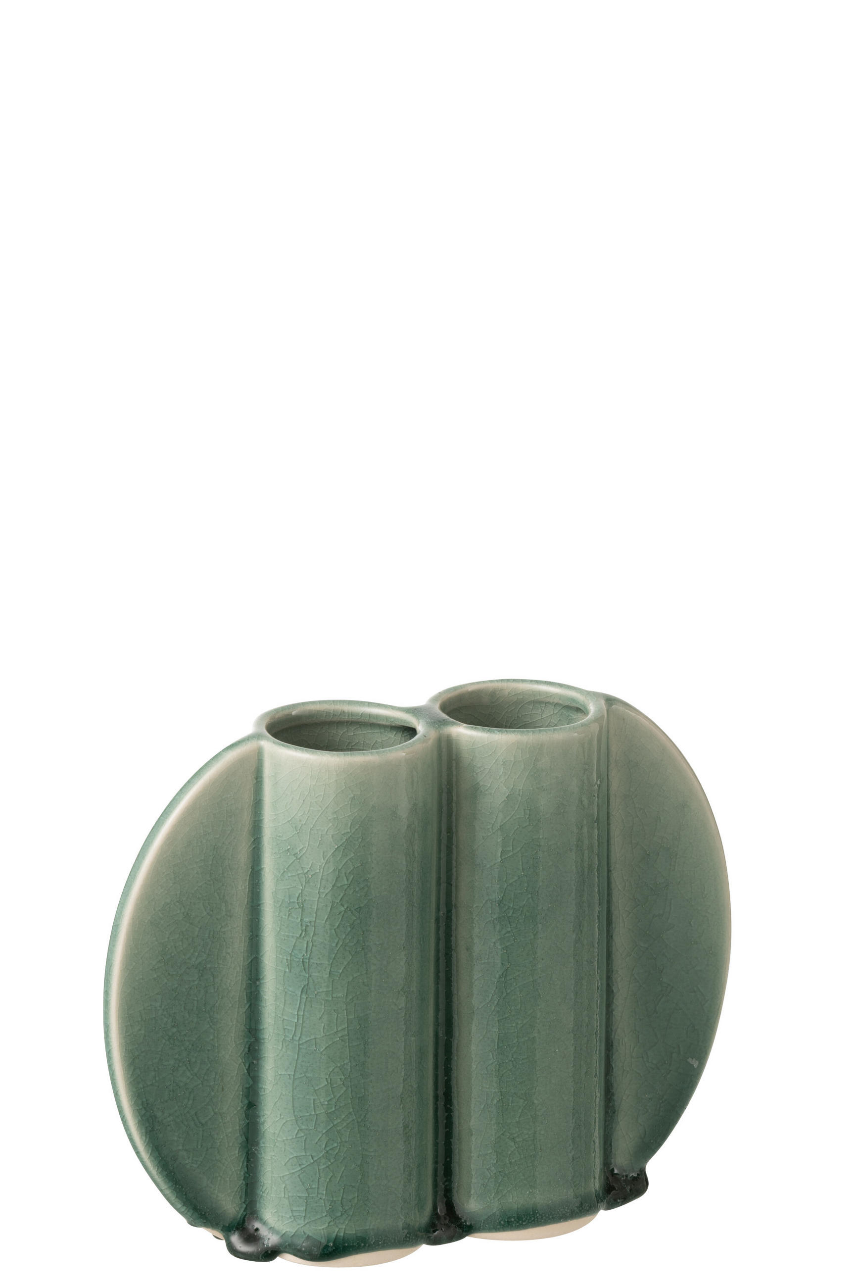 VASE DOUBLE Grün - Grün, Keramik (18.5cm) - J-Line
