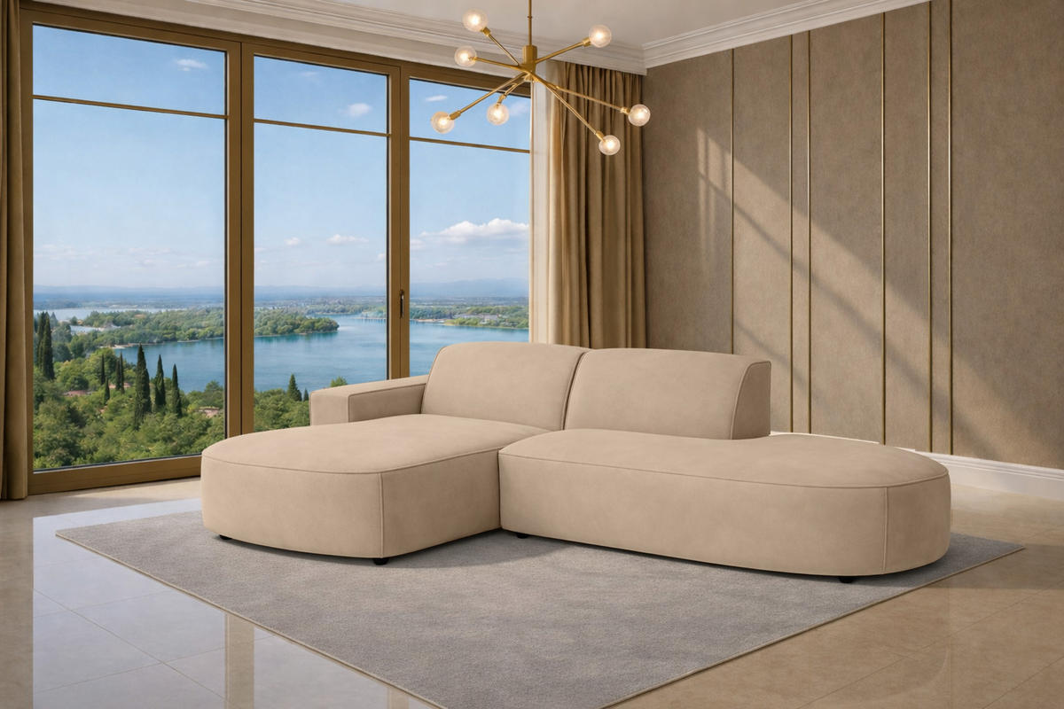 ECKSOFA Cursal Atelier, Stoff Salvador, Beige, Links - Beige, Holz (269/166cm) - Kaiser Möbel