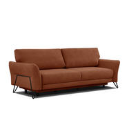 SOFA LOREM 3-Sitzer mit Schlaffunktion, dunkelorange - Dunkelorange/Schwarz, Holz/Textil (232/90/107cm) - Courtois Laville