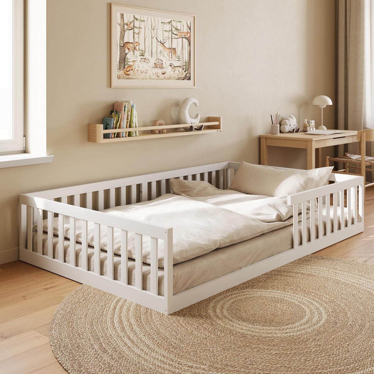 BODENBETT 120x200 cm in Weiß - Weiß, Holz (120/200cm) - Kids Collective