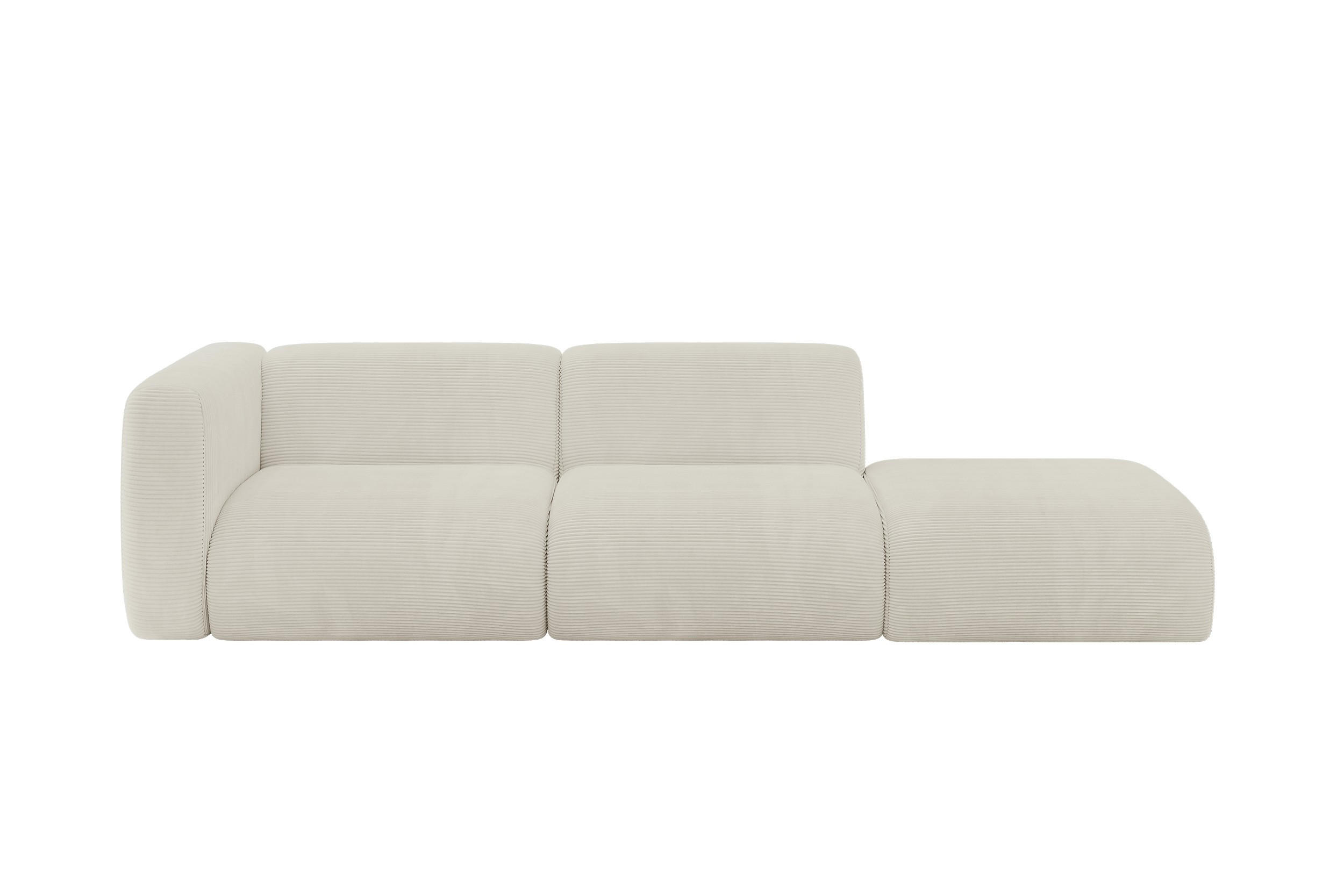 SOFA Ottomane Links MIRA-S3 296x89x70 Creme Cord - Ecru/Creme, Holzwerkstoff/Kunststoff (296/70/89cm) - ALTDECOR