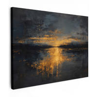 LEINWANDBILD Goldene Reflexion auf dem Wasser Wandbild 40x30 cm - Anthrazit, Textil (40/30cm) - MuchoWow