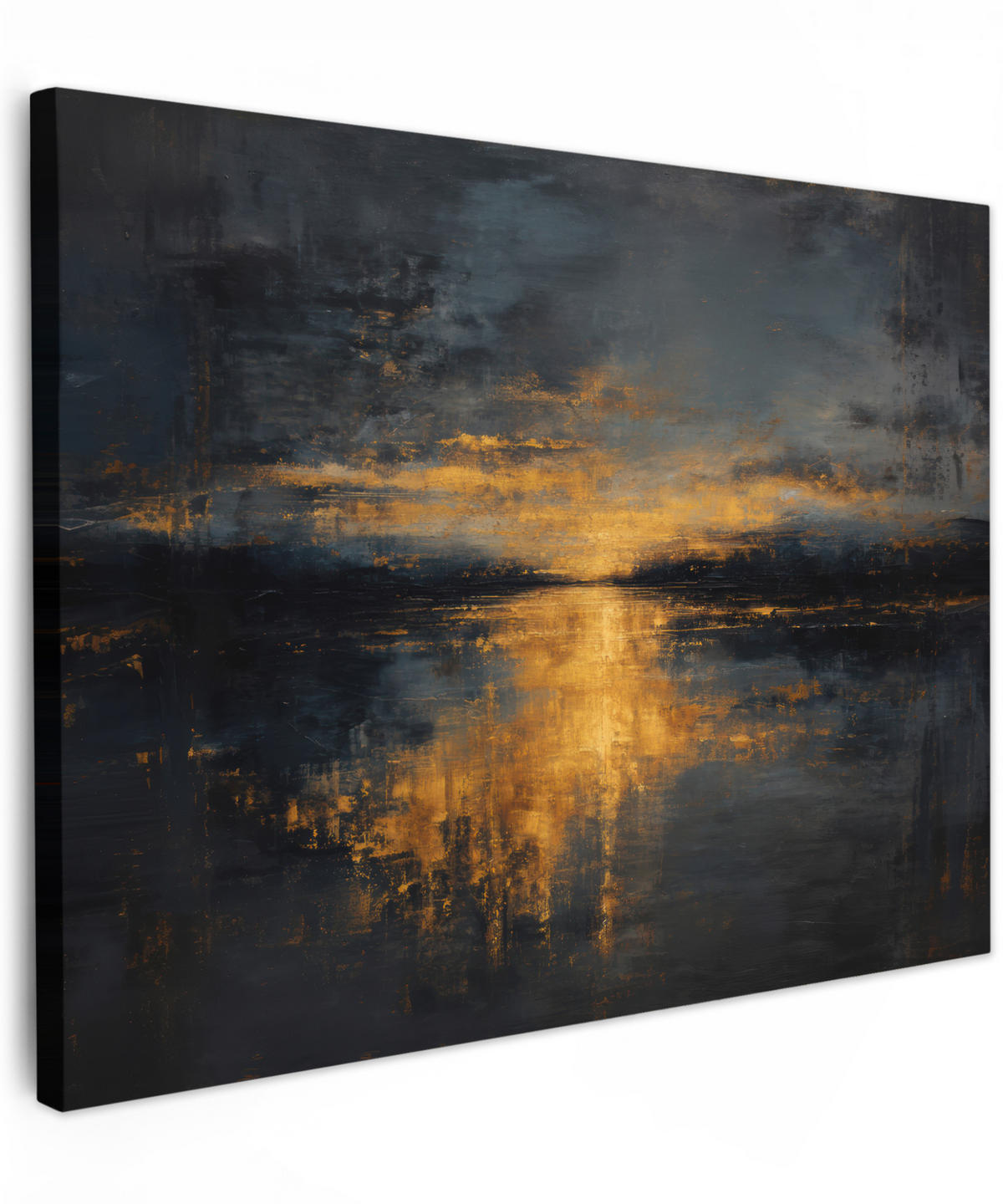 LEINWANDBILD Goldene Reflexion auf dem Wasser Wandbild 40x30 cm - Anthrazit, Textil (40/30cm) - MuchoWow