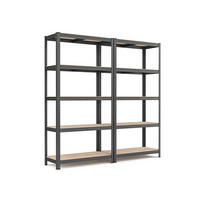 SCHWERLASTREGAL SAO PAULO 2ER-SET - Grau, Holzwerkstoff (90/180/40cm) - Hansiro