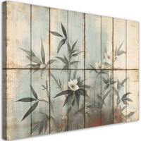 WANDBILD pflanzenstängel und blumen pastellfarbener hintergrund - Beige, Textil (60/40cm) - Feeby