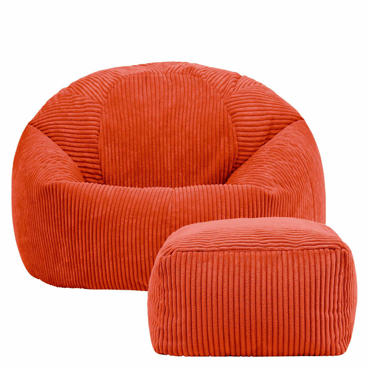 SITZSACK Klassisch + Hocker, Cord - Terra cotta, Kunststoff/Textil (85/50/85cm) - icon
