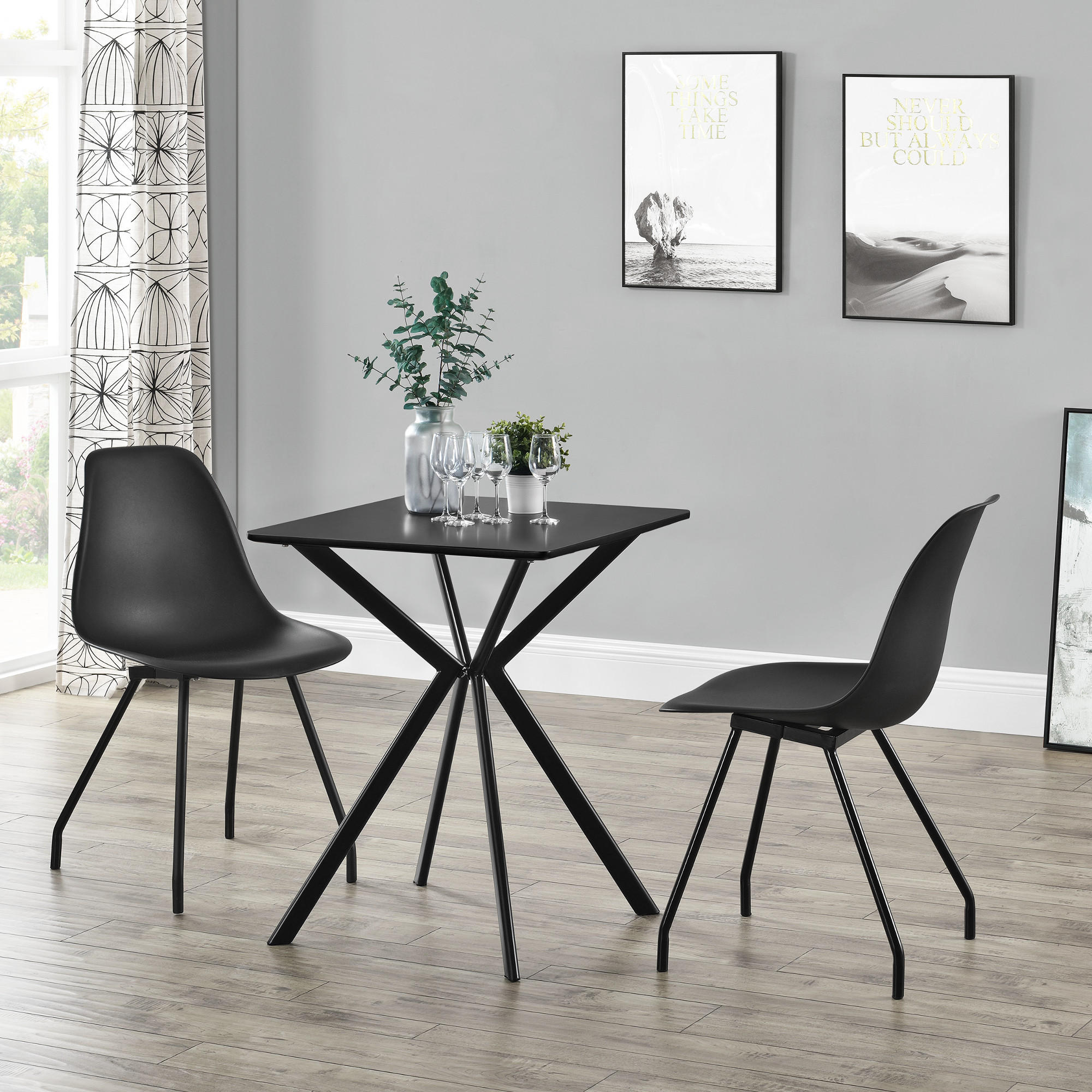 ESSTISCH Ankara - Schwarz, Holzwerkstoff/Metall (60/60/75cm) - [en.casa]
