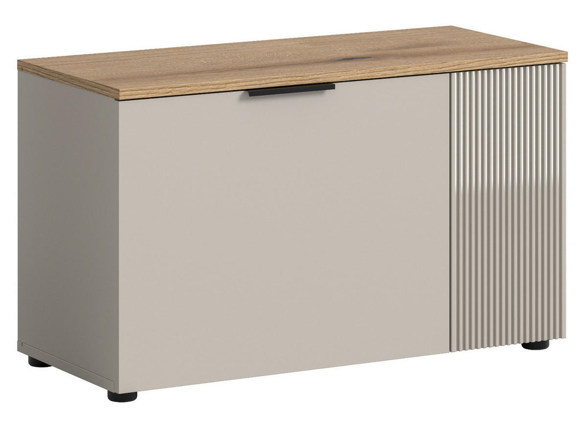 GARDEROBENBANK Kaschmir Sand, Eiche 80 cm, Sitzbank mit Stauraum, Skid - Kaschmir/Eichefarben, Holzwerkstoff/Kunststoff (80/48/36cm) - Inn.Furn