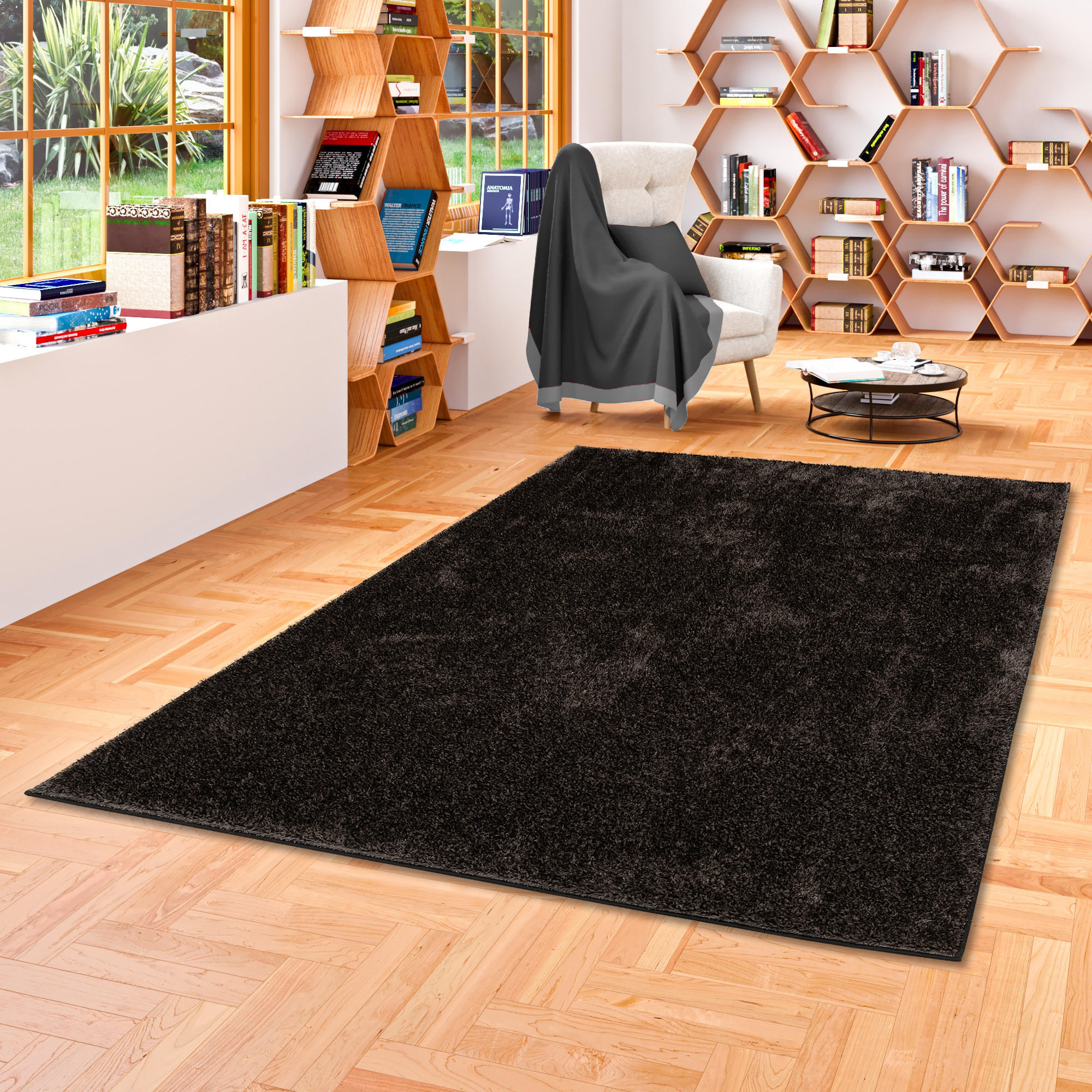 HOCHFLOR SHAGGY TEPPICH LUXUS LOUNGE - Anthrazit, Textil (200/290cm) - Pergamon