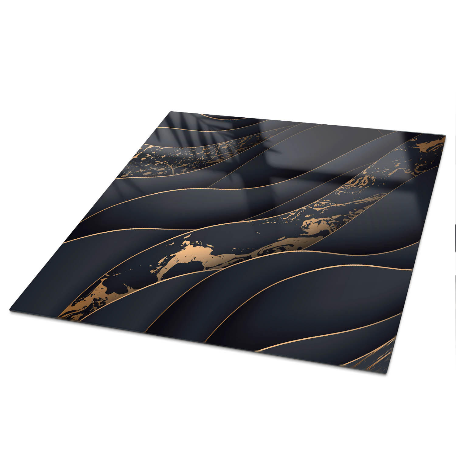 TISCHPLATTE 50x50 cm – Wellen des Luxus - Braun, Glas (50/50/0.4cm) - Wallfluent