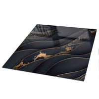 TISCHPLATTE 50x50 cm – Wellen des Luxus - Braun, Glas (50/50/0.4cm) - Wallfluent