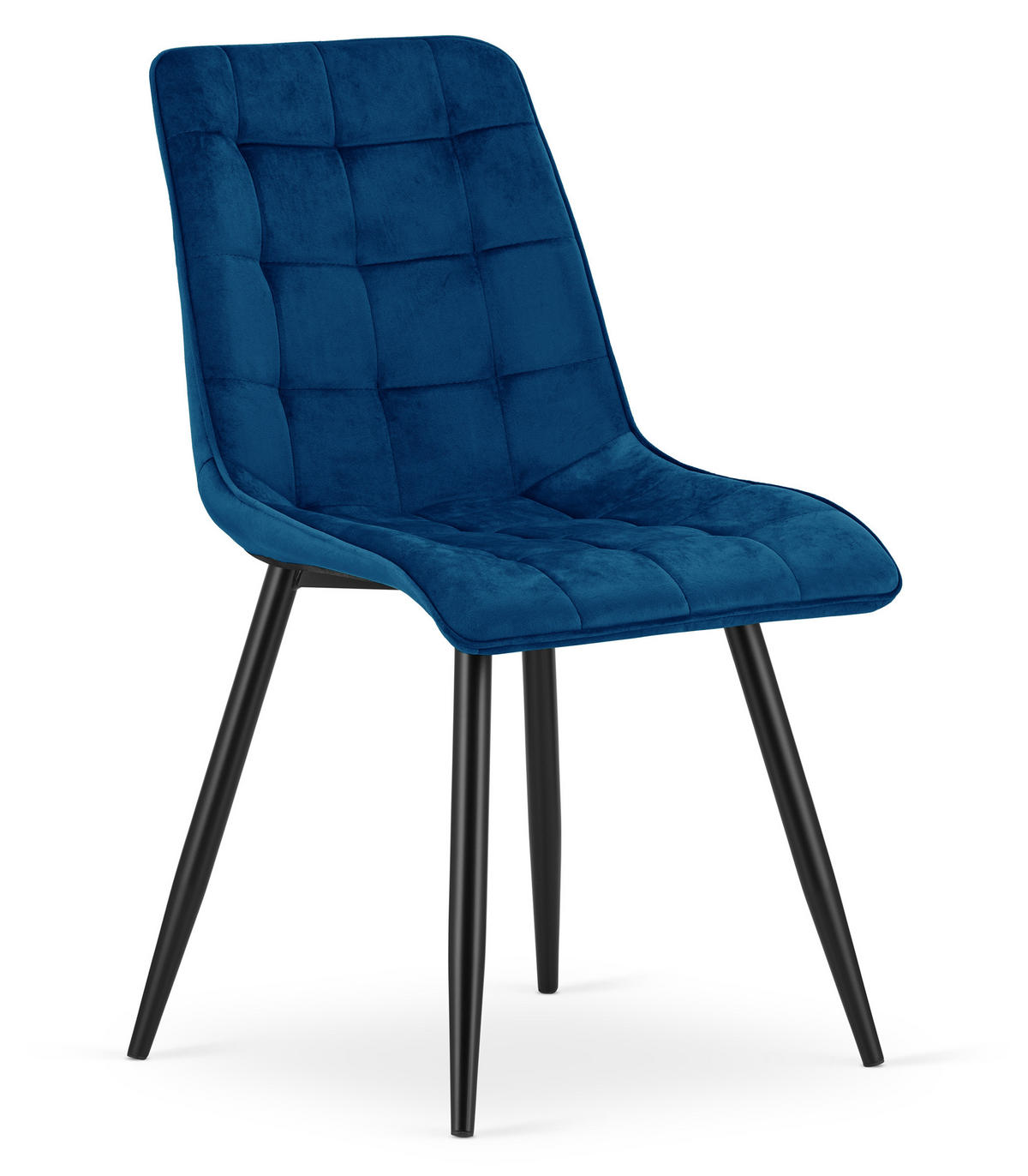 STUHL Samt Dunkelblau 49x60 cm SPLIT Ergonomisch 2 Stück - Schwarz, Metall (49/59/60cm)