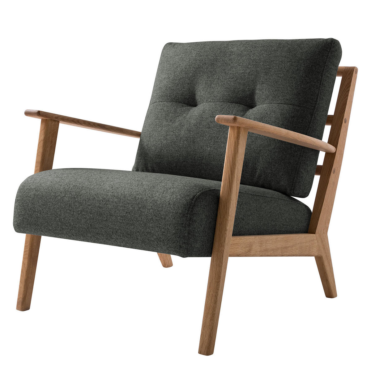 SESSEL - Dunkelgrau/Braun, Eichenholz/Holz (83/80/75cm) - home24