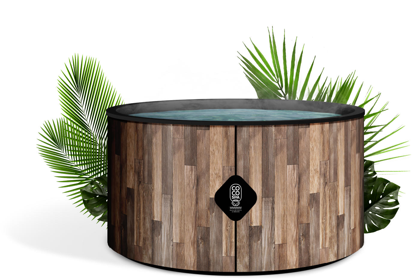 WHIRLPOOL Aufblasbar NORDIK - 150 cm Durchmesser - 800 Liter - Motor 2240 W - Für 2 bis 4 Personen - Braun, Kunststoff (150/70/70cm) - COCO SPA