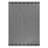 TEPPICH Outdoor Flachgewebe Rauten-Muster Polypropylen Balkon Grau Läufer 80x150 - Grau, Textil (80/150cm) - KADIMA DESIGN