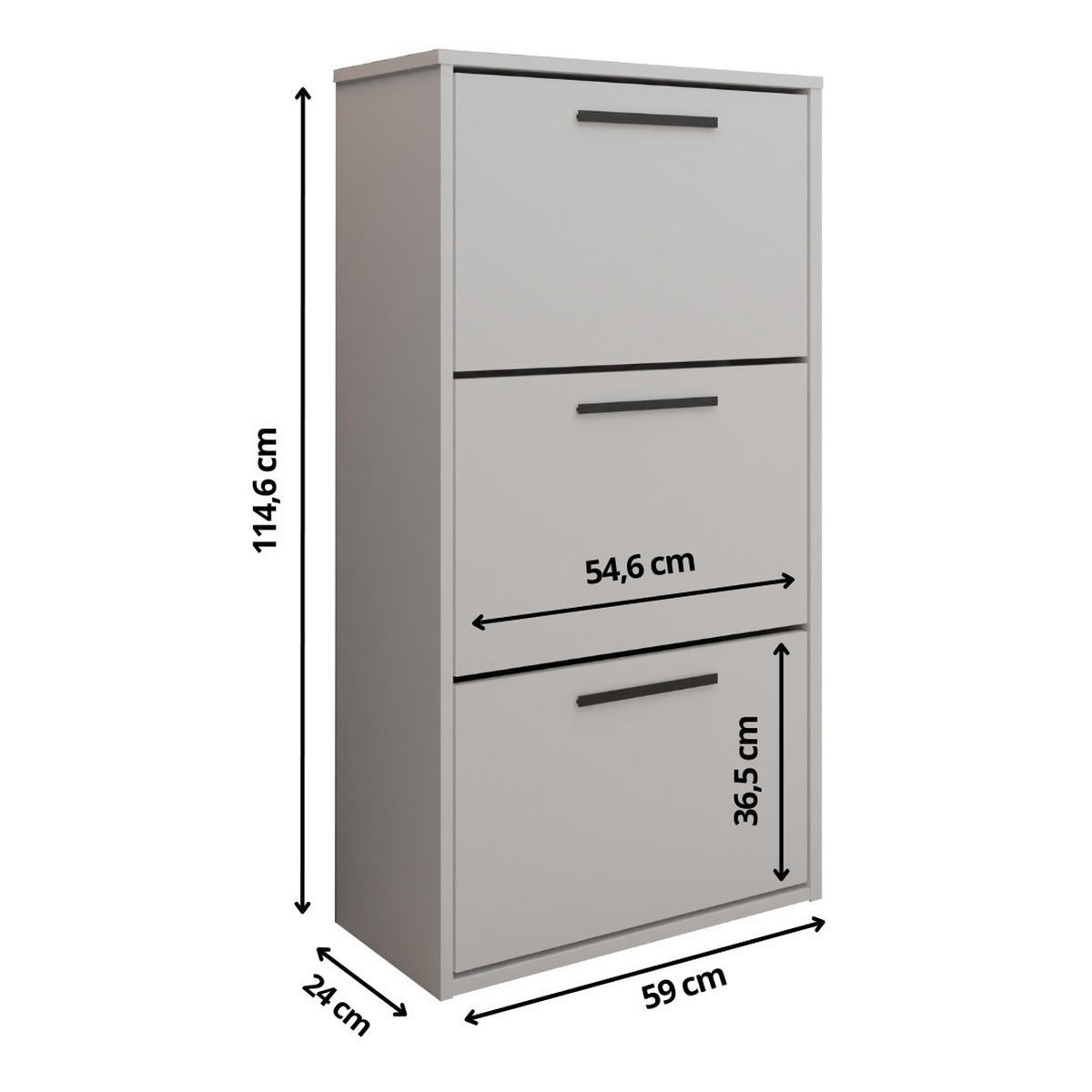 SCHUHSCHRANK Asper SCHUHSCHRANK Asper Schwarz - Schwarz, Holzwerkstoff (59/114.6/24cm) - Kier Furniture