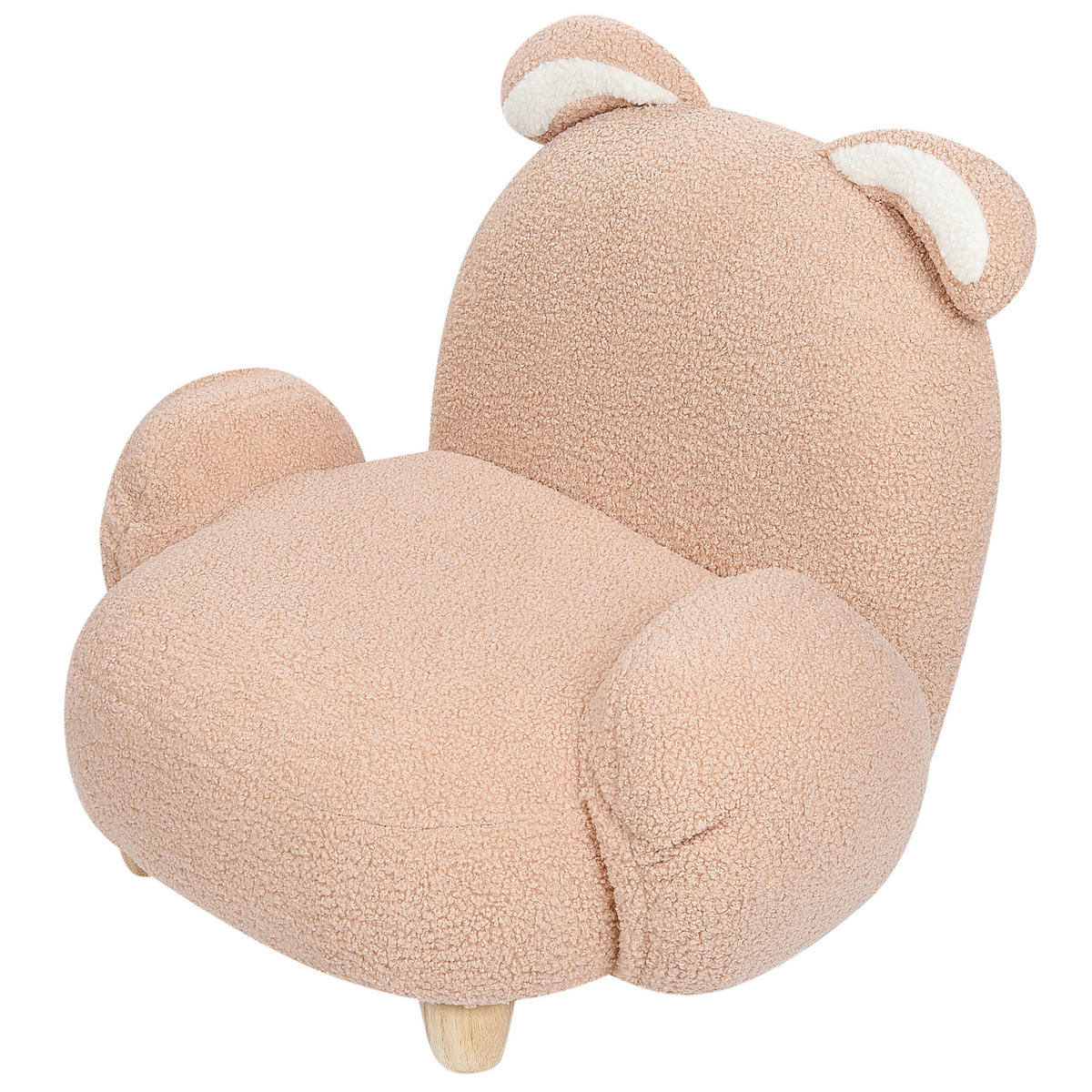 KINDERSESSEL Teddy-Optik beige Tierform Hase Kanna - Beige, Kunststoff/Textil (65/45/51cm) - Beliani