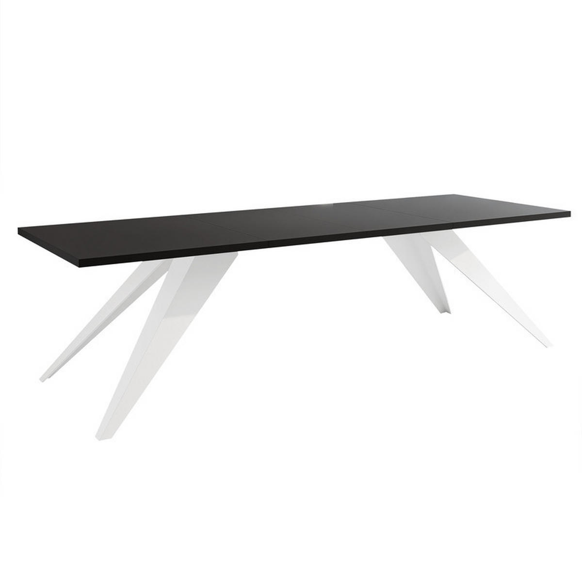AUSZIEHTISCH XANDRO 160/90/76 cm mit Metallgestell, Weiß / Schwarz - Schwarz/Weiß, Holzwerkstoff/Metall (90/160/76cm) - Idohome