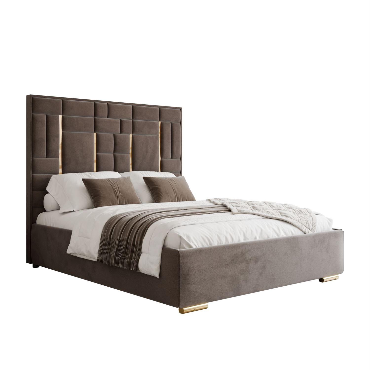POLSTERBETT BRIGITTE GOLD mit Bettkasten 160x200 cm Element 25 - Braun, Textil (160/200cm) - Lookway