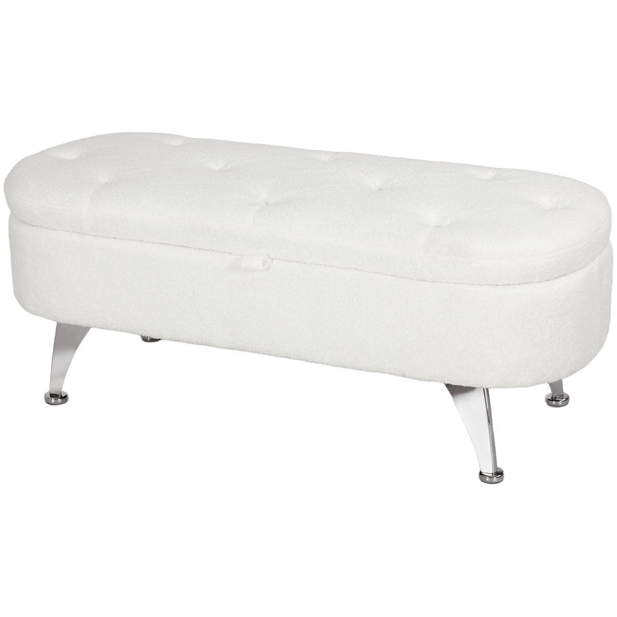 TRUHENBANK DE-07124 getuftetes Diamantmuster, Metallbeine Weiß - Weiß, Metall (47/46.5/114cm) - ComfortXL