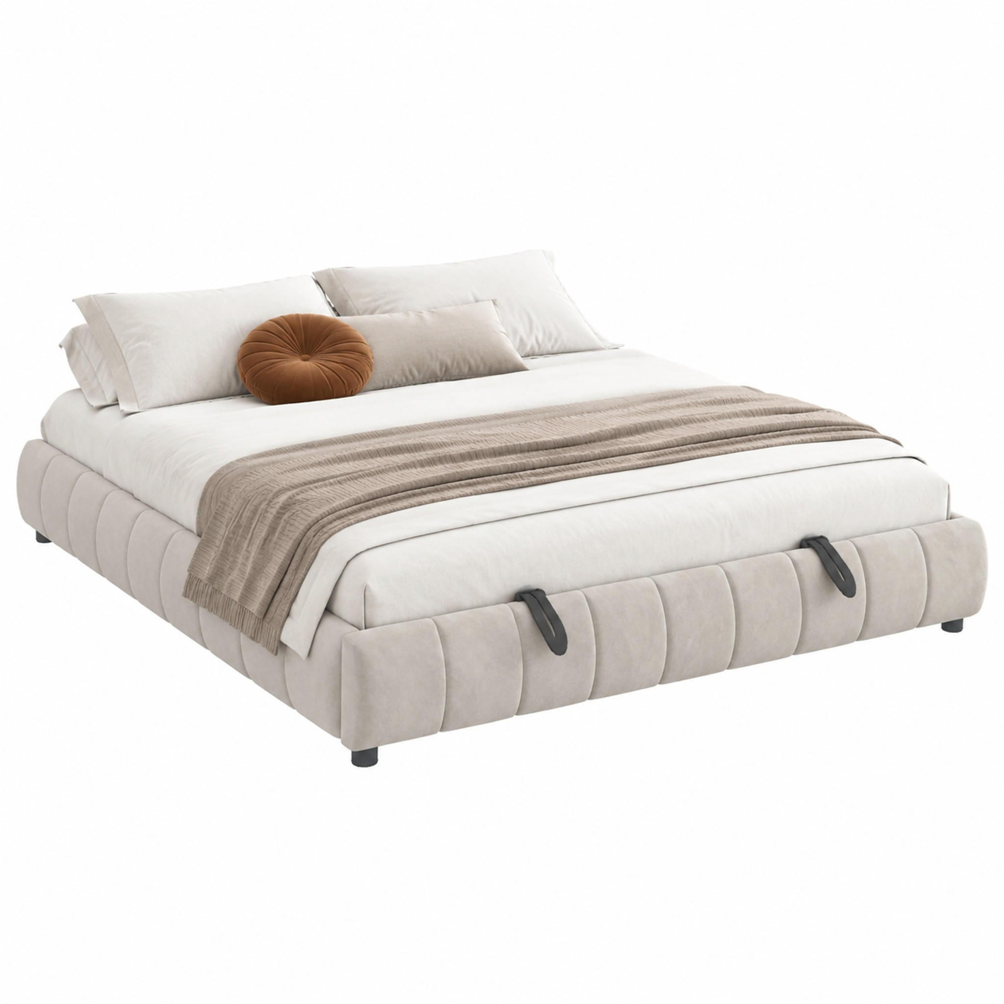 POLSTERBETT mit Stauraum 180x200 cm Beige - Beige, Metall (180/200cm) - Meubliv