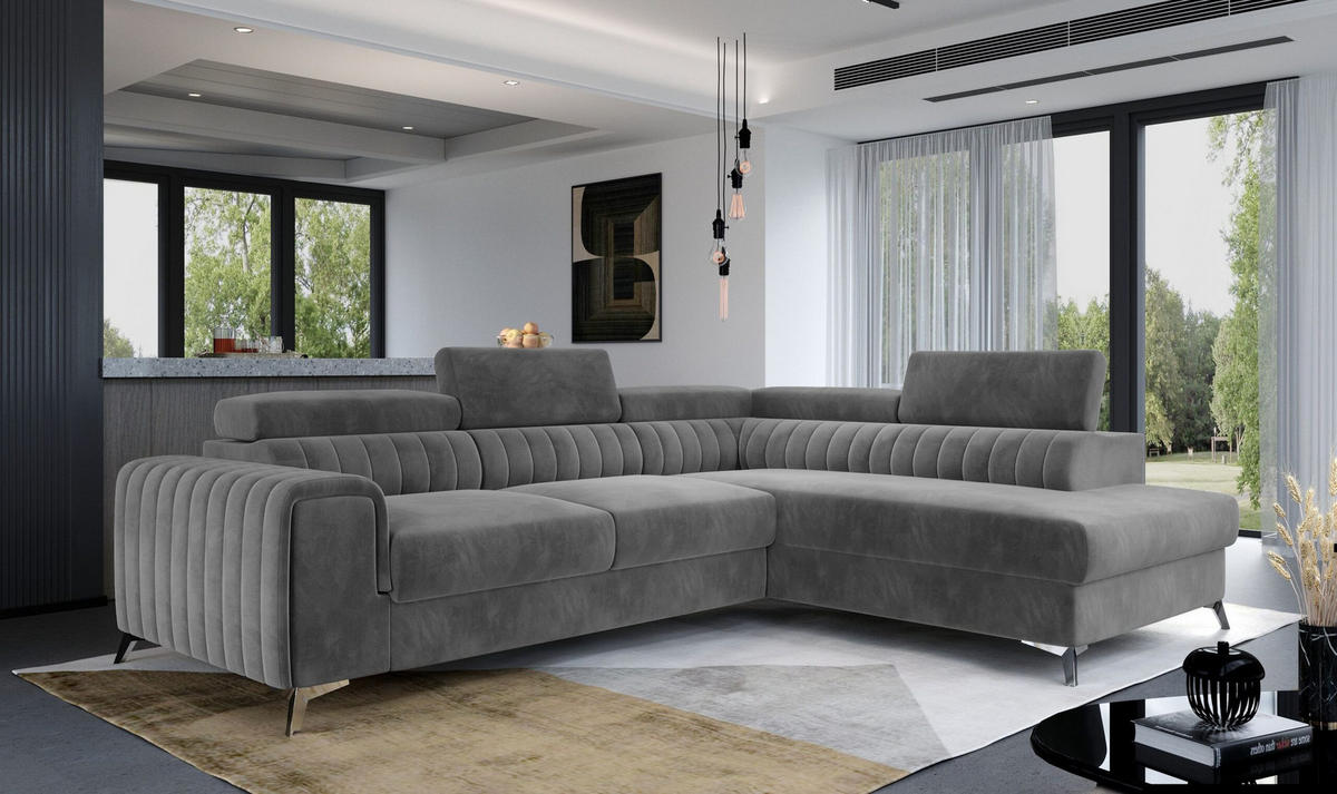 ECKSOFA - OLIVIER (Rechts, Braun) - Braun, Textil (275/205cm) - Möblo