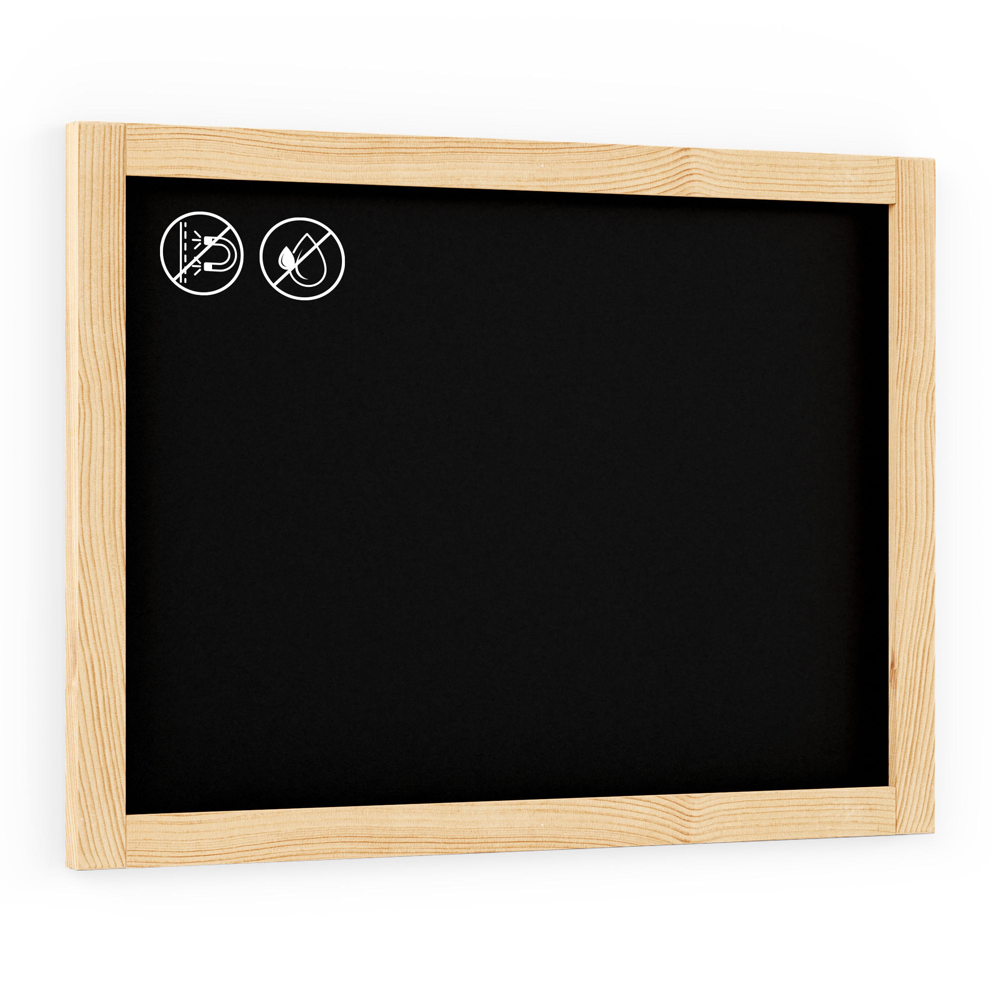 KREIDETAFEL mit naturlackierten Holzrahmen 70x50cm - Schwarz, Holz (70/50/2cm) - ALLboards