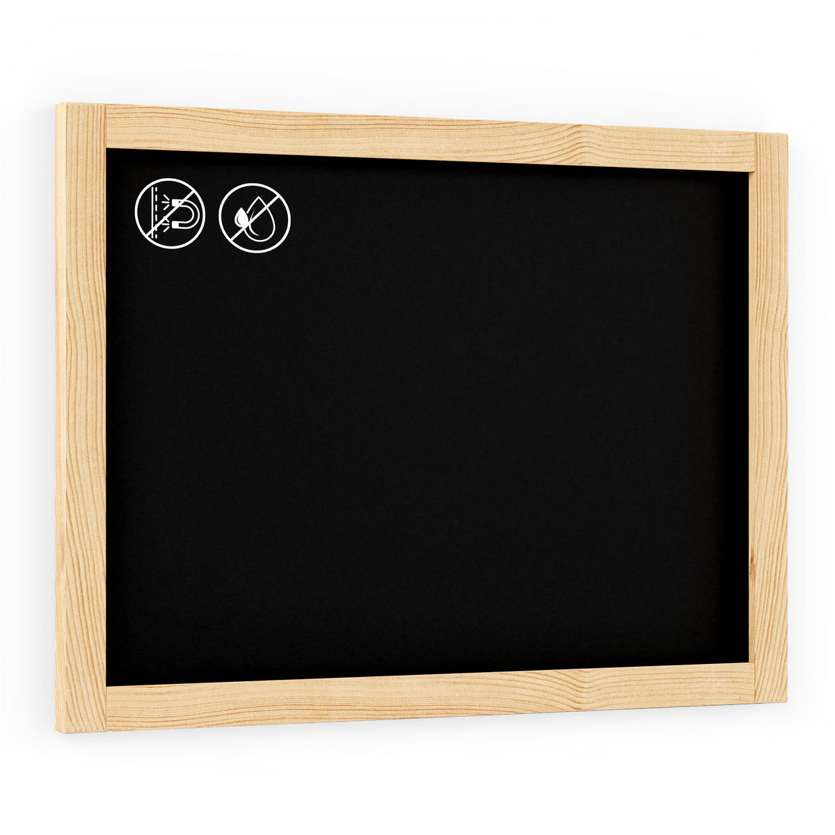 KREIDETAFEL mit naturlackierten Holzrahmen 70x50cm - Schwarz, Holz (70/50/2cm) - ALLboards