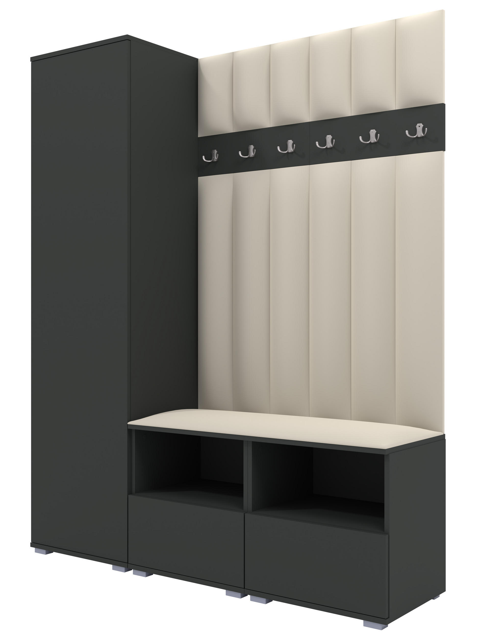 Ravio Gepolstert Graphit, Creme 150x187x40 cm
