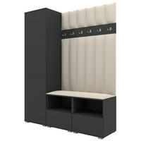 GEPOLSTERT Garderoben-Set Nela II LUX (Farbe Graphit + Stoff Trinity 01) - Silberfarben/Creme, Holz/Holzwerkstoff (150/187/40cm) - Ravio