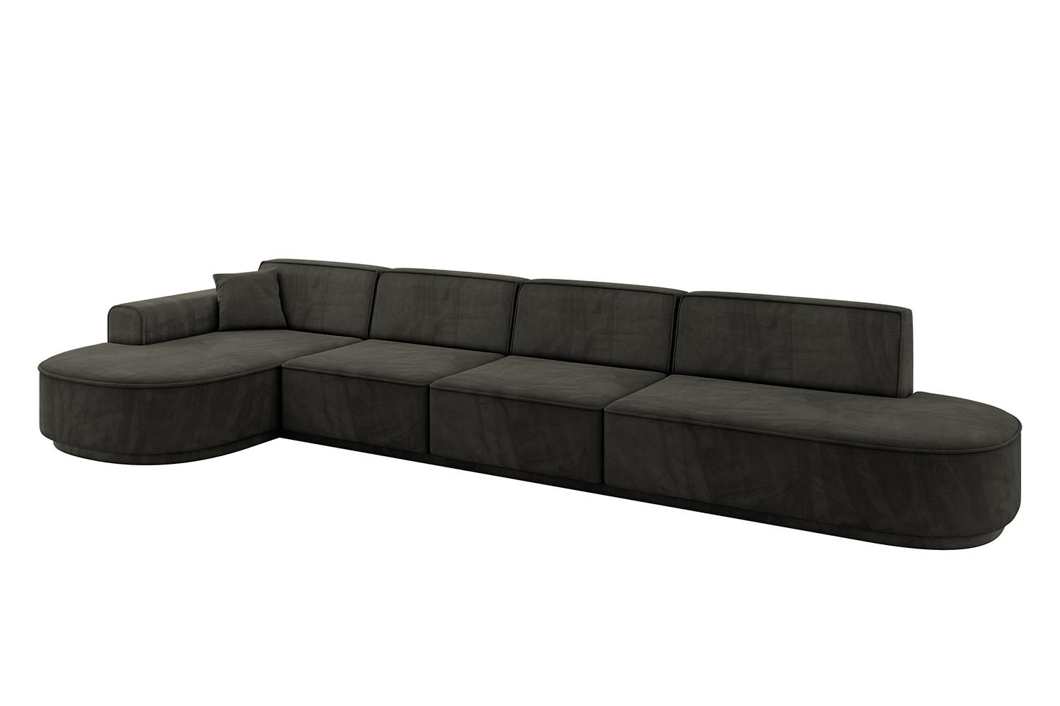 ECKSOFA Ottomane Links MARI-L3-v3 - 413x171x83 cm Schwarz Velours - Schwarz, Holzwerkstoff/Kunststoff (413/171cm) - ALTDECOR