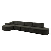 ECKSOFA Ottomane Links MARI-L3-v3 - 413x171x83 cm Schwarz Velours - Schwarz, Holzwerkstoff/Kunststoff (413/171cm) - ALTDECOR