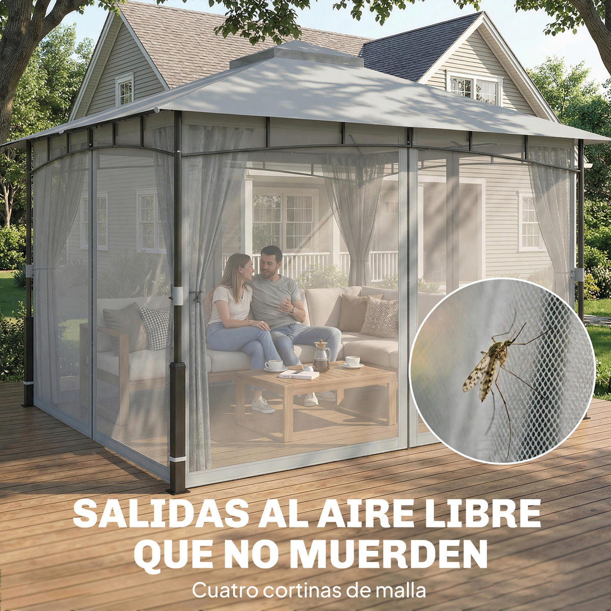GARTENPAVILLON, Sonnenschutznetz, Terrasse, grau - Grau, Metall (69/32/243cm) - Vallsero
