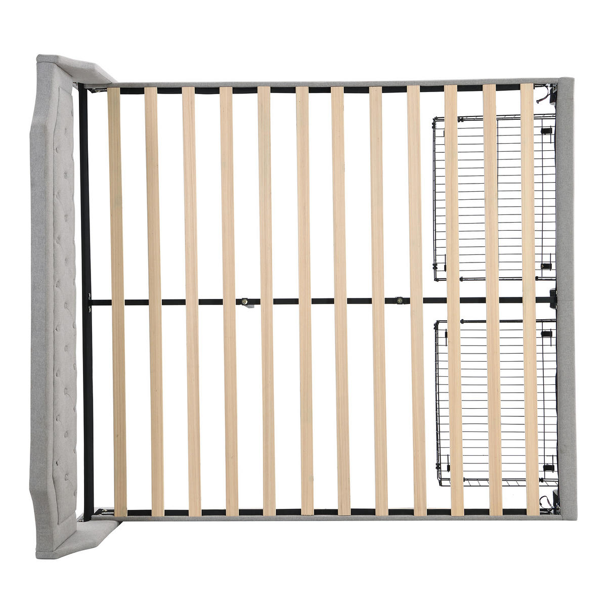 POLSTERBETT aus Leinen 180x200 cm in Grau mit LED-Beleuchtung & 2 Schubladen - Grau, Textil (180/200cm) - Modfu