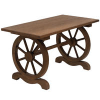 GARTENTISCH DE-07295 mit Räderform und Massivholz Natur - Naturfarben, Holz (110/60/65cm) - ComfortXL