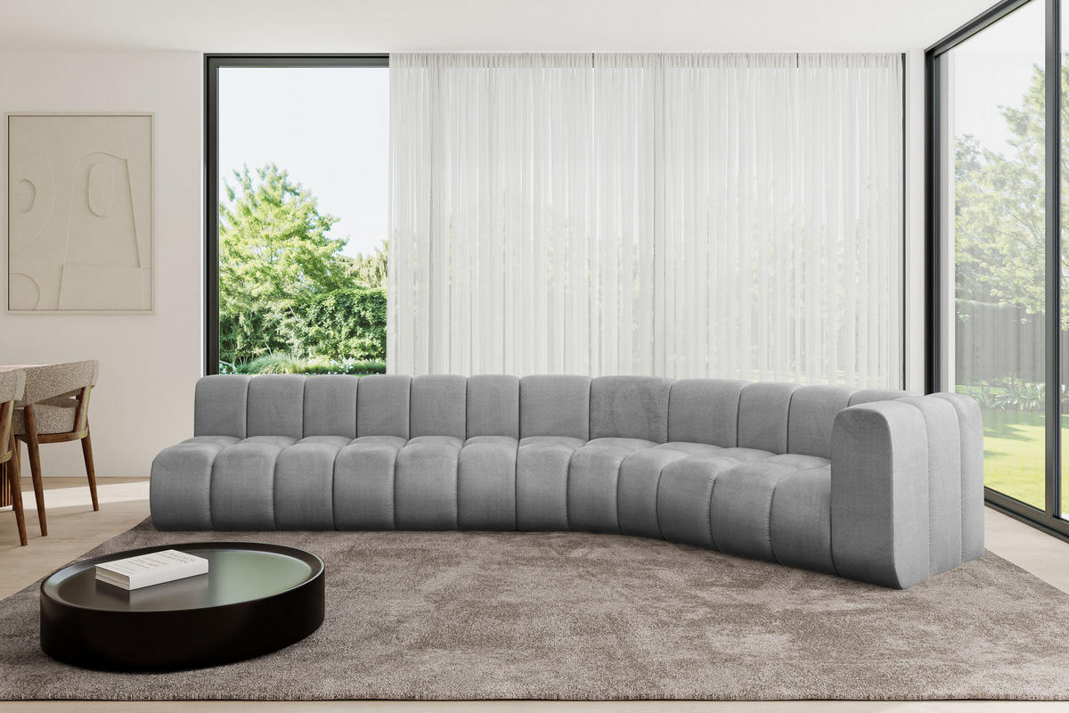 ECKSOFA modulares Sofa Karex-L2 - 399x194x70 cm Grau - Hellgrau, Holzwerkstoff/Textil (399/194cm) - ALTDECOR
