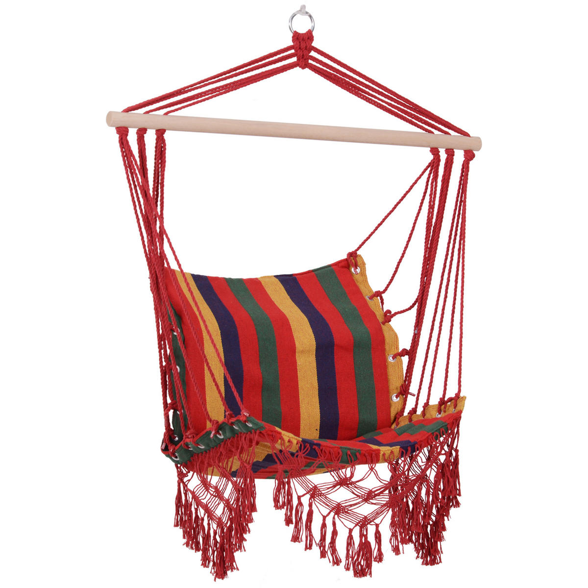 HÄNGESESSEL, Baumwoll-Polyester-Gewebe, mehrfarbig - Dunkelrot, Holz (25/11.5/91cm) - Vallsero