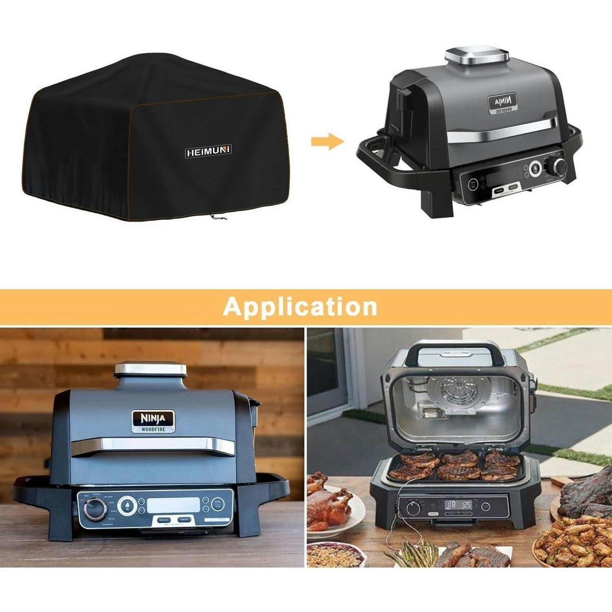 GRILL Abdeckhaube 62 x 53 x 33 cm Wasserdicht für Ninja Woodfire XL BBQ Grill OG850/OG901 - Schwarz, Kunststoff (1/1/1cm)