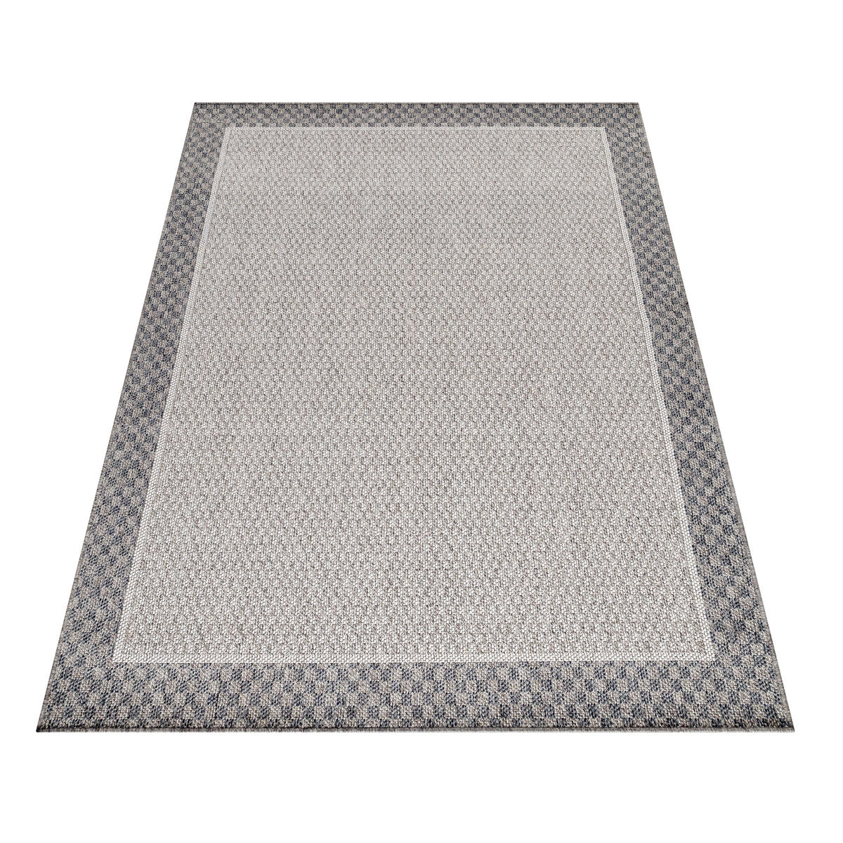 TEPPICH Outdoor Flachgewebe Bordüre Polypropylen Balkon Creme Läufer 80x250 - Creme, Textil (80/250cm) - KADIMA DESIGN