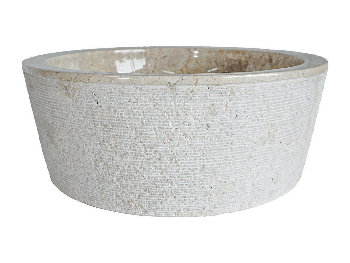 WASCHBECKEN - Marmor - Cremefarben - MARBLE - Creme, Stein (40/15/40cm) - Vente-Unique