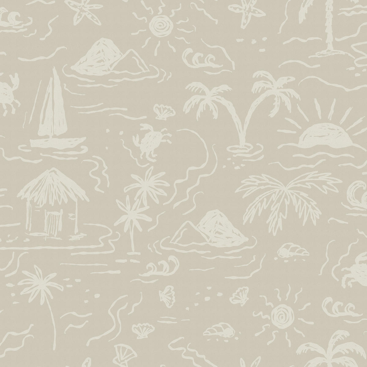 TAPETE Sunset Island - Beige, Papier/Kunststoff (53/1000cm) - Superfresco Easy