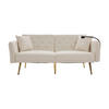 SCHLAFSOFA 2-Sitzer mit verstellbarer Rückenlehne und Handyhalter Beige aus Chenille 173/78/78 cm - Beige, Textil (173/78/78cm) - OKWISH